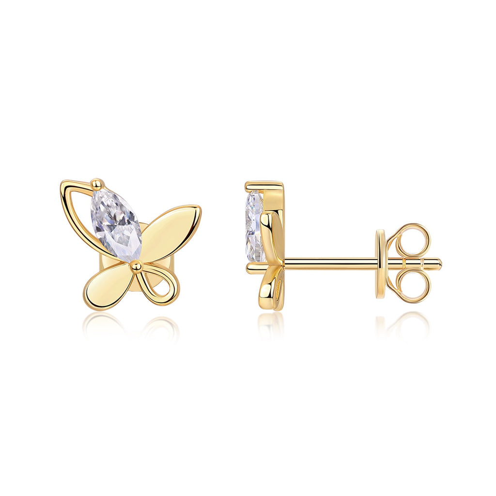 Quadrifoglio Moissanite Clover Stud Earrings in Gold-Tone Sterling Silver