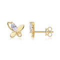 Quadrifoglio Moissanite Clover Stud Earrings in Gold-Tone Sterling Silver