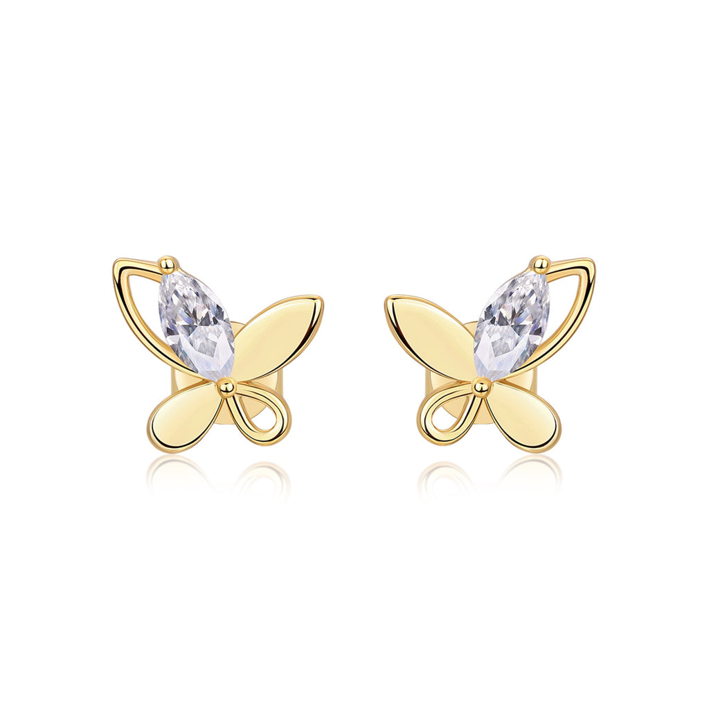 Quadrifoglio Moissanite Clover Stud Earrings in Gold-Tone Sterling Silver