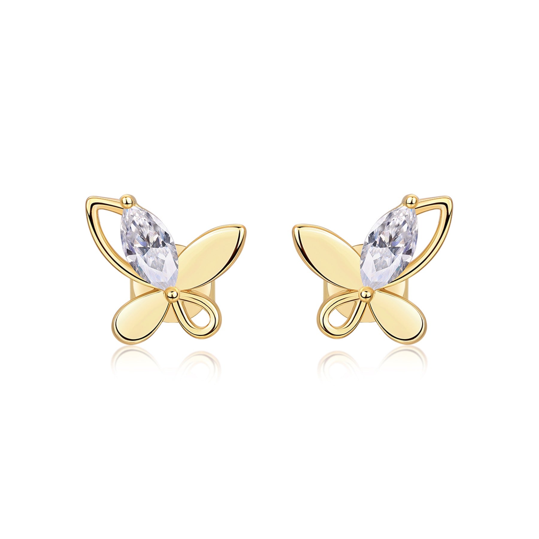 Quadrifoglio Moissanite Clover Stud Earrings in Gold-Tone Sterling Silver