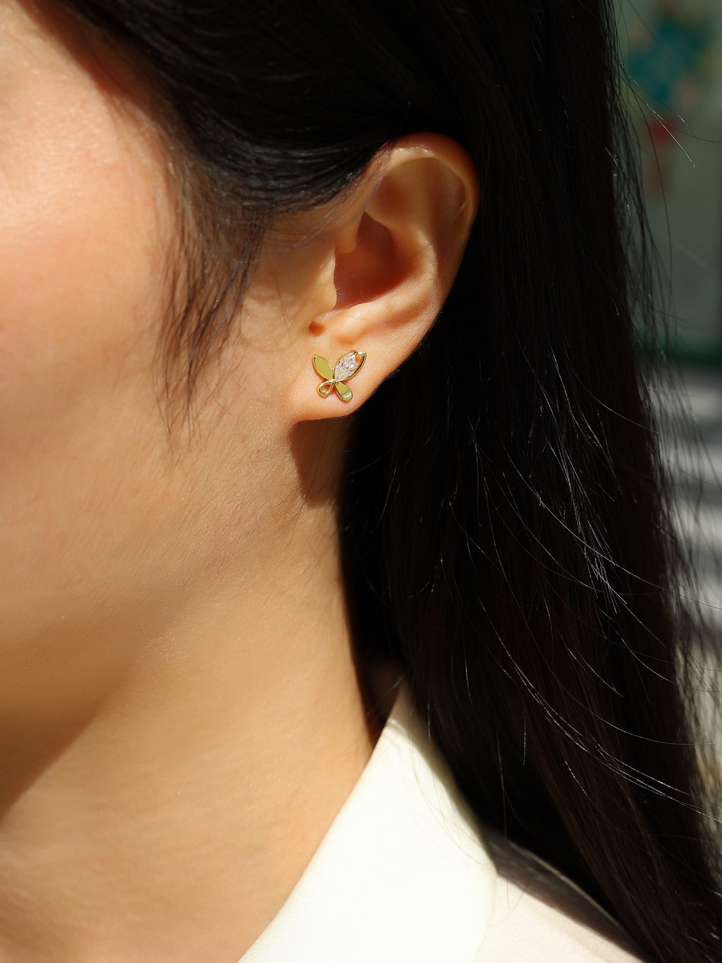 Quadrifoglio Moissanite Clover Stud Earrings in Gold-Tone Sterling Silver