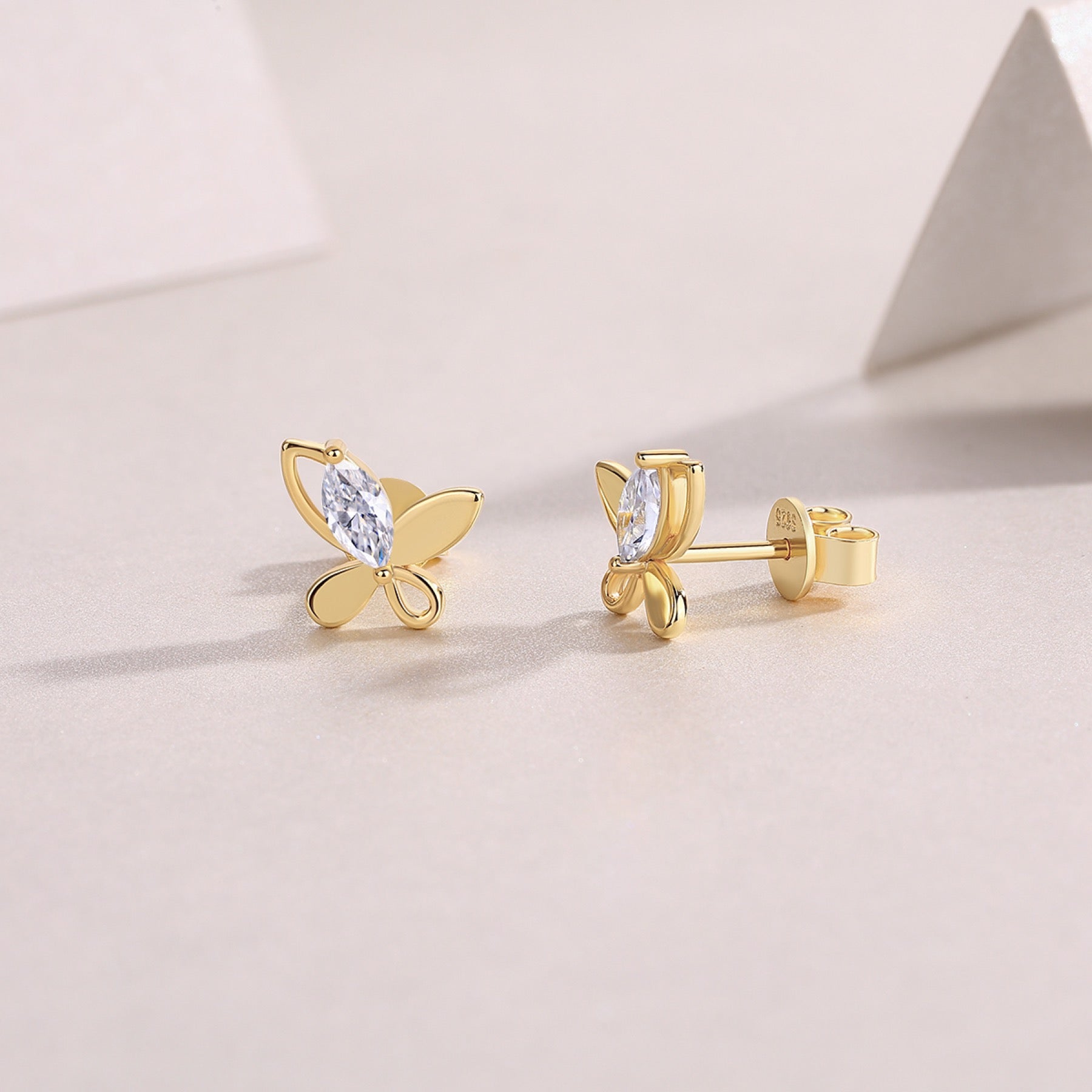 Quadrifoglio Moissanite Clover Stud Earrings in Gold-Tone Sterling Silver