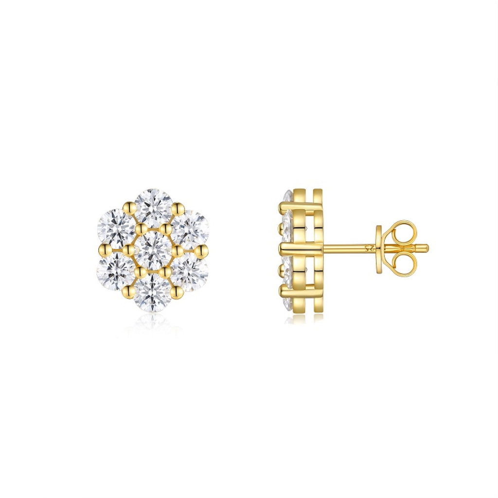 Neve Moissanite Snowflake Stud Earrings in Gold-Tone Sterling Silver