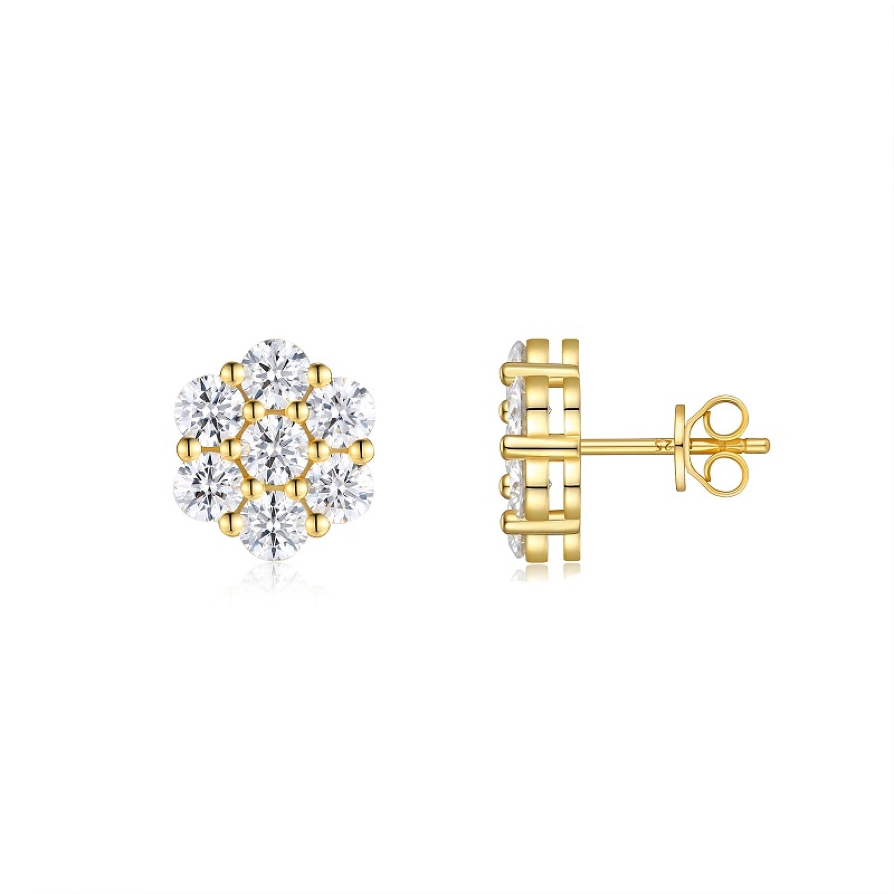 Neve Moissanite Snowflake Stud Earrings in Gold-Tone Sterling Silver