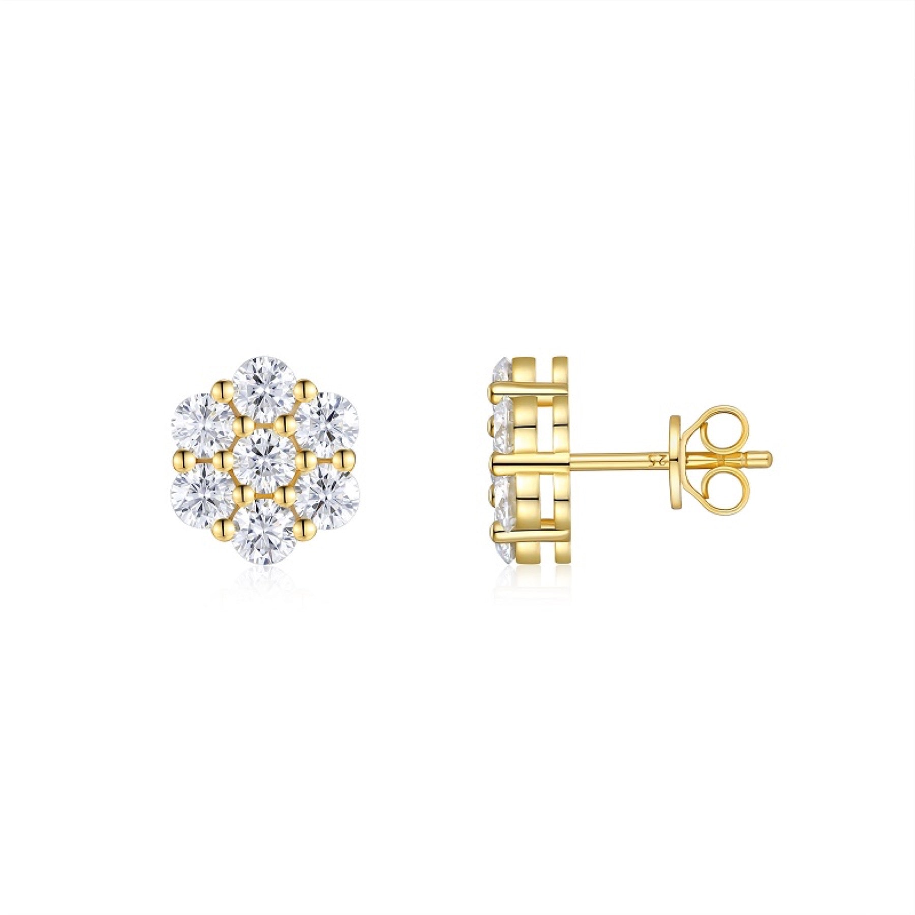Neve Moissanite Snowflake Stud Earrings in Gold-Tone Sterling Silver