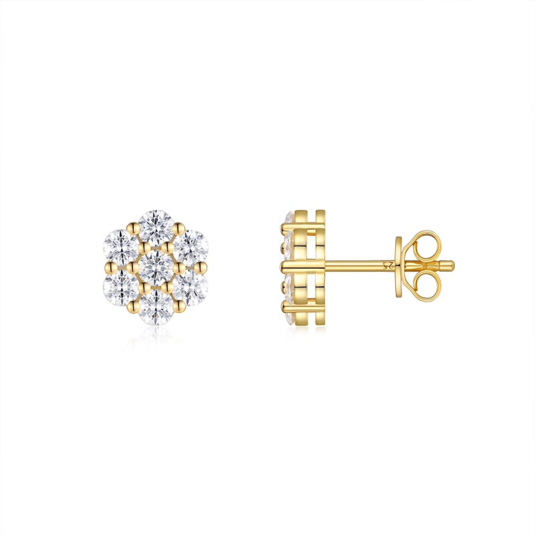 Neve Moissanite Snowflake Stud Earrings in Gold-Tone Sterling Silver