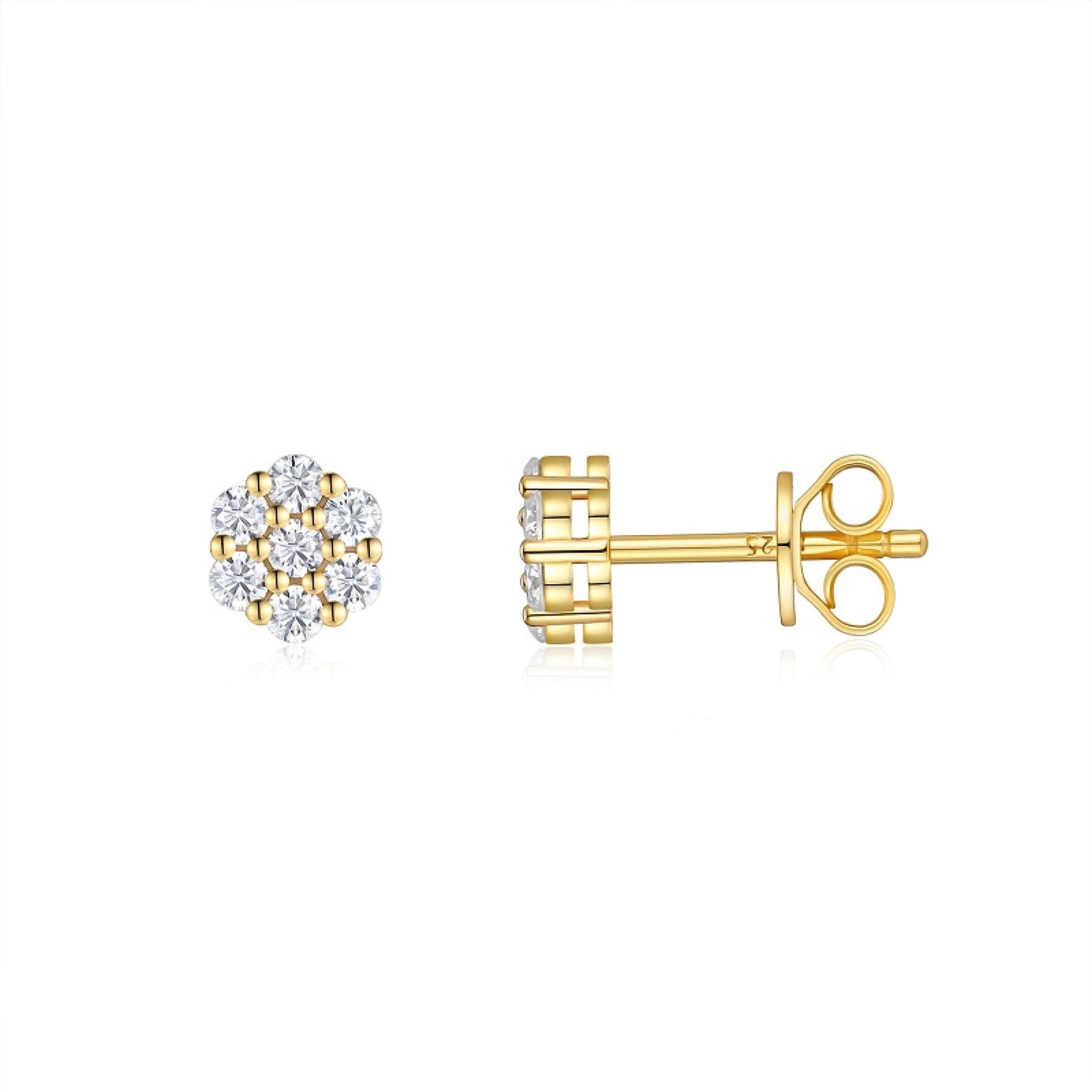 Neve Moissanite Snowflake Stud Earrings in Gold-Tone Sterling Silver