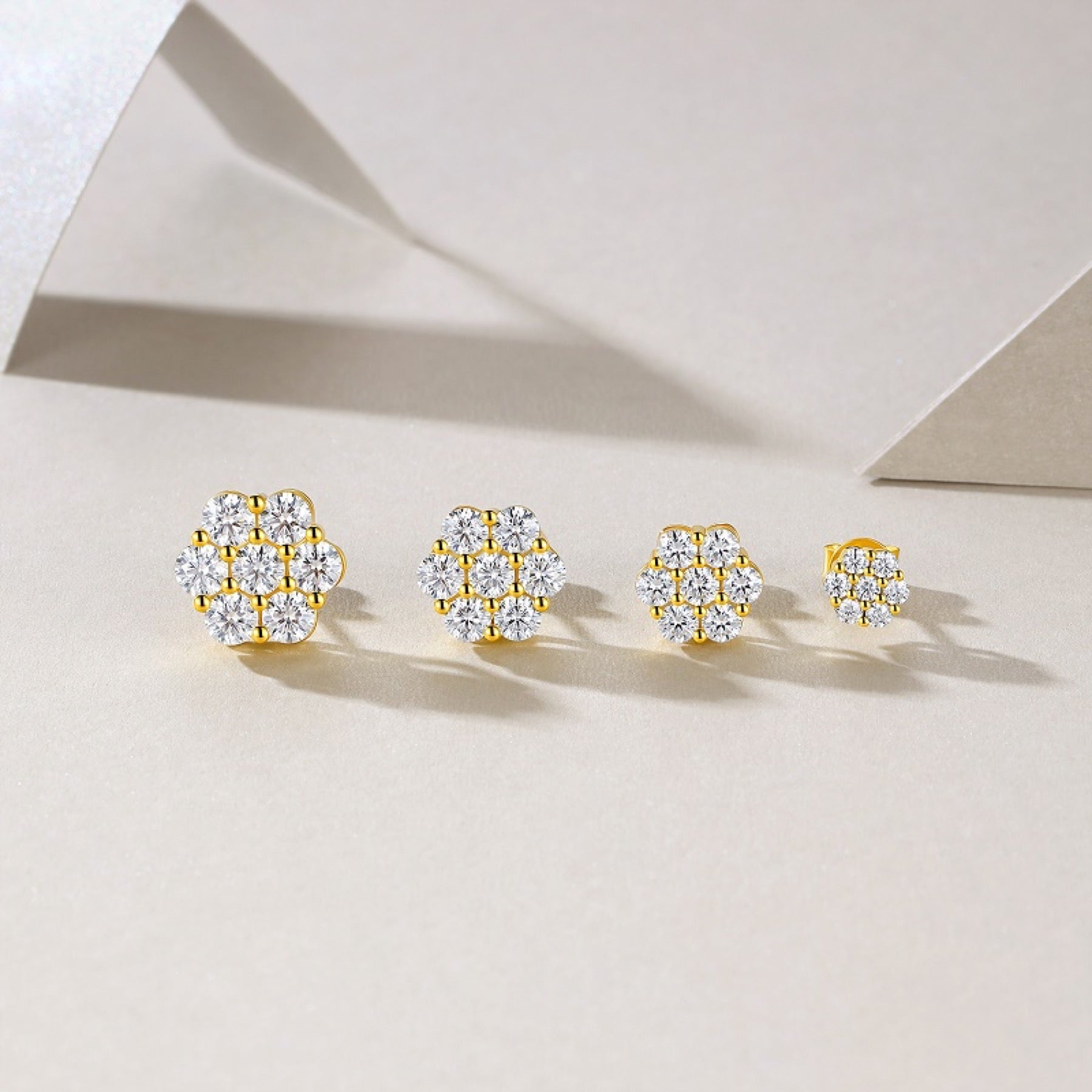 Neve Moissanite Snowflake Stud Earrings in Gold-Tone Sterling Silver