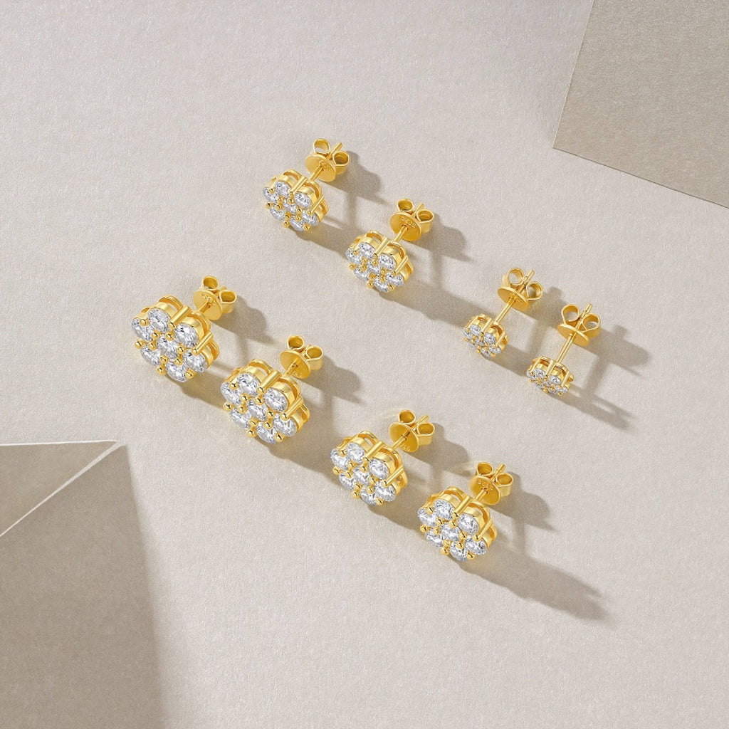 Neve Moissanite Snowflake Stud Earrings in Gold-Tone Sterling Silver