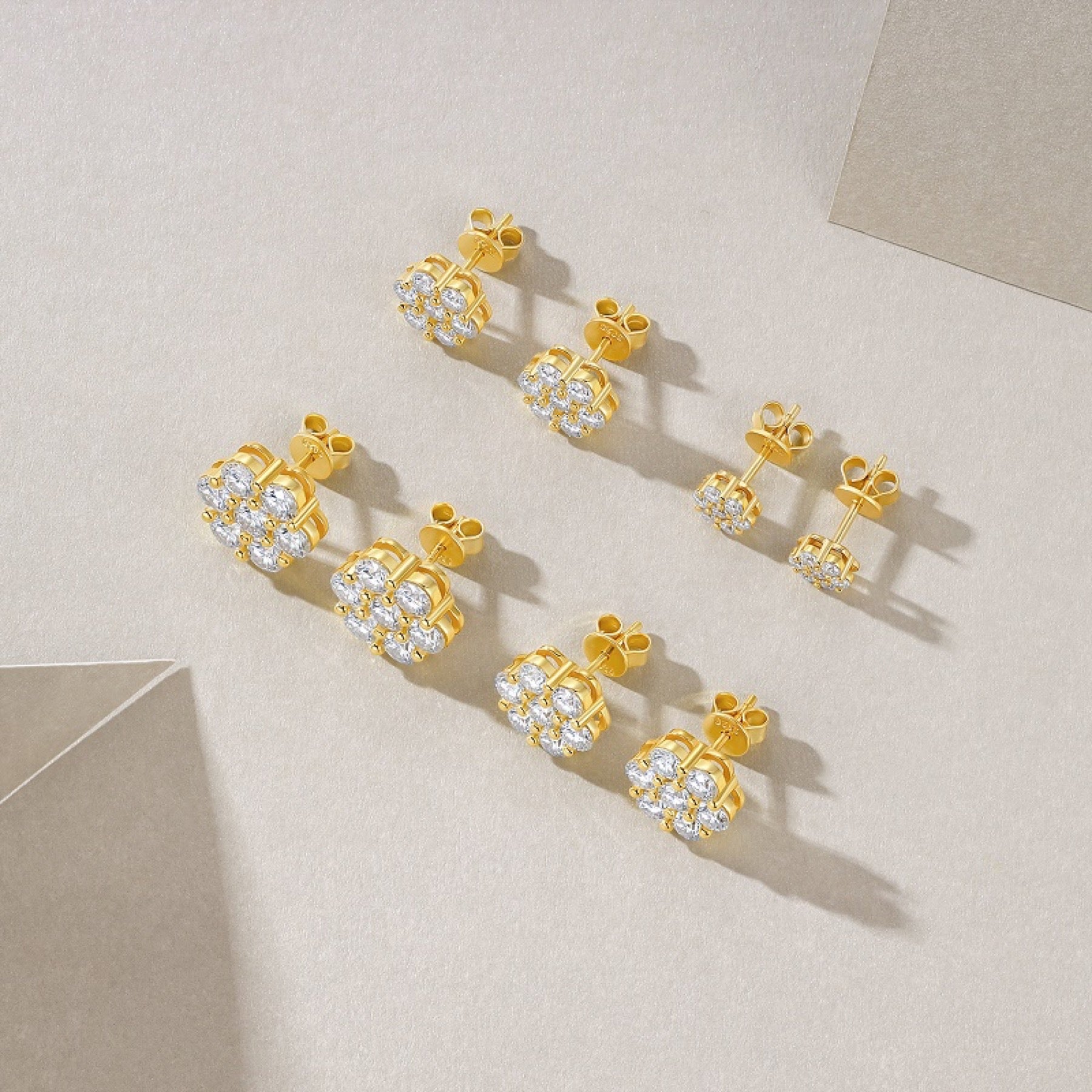 Neve Moissanite Snowflake Stud Earrings in Gold-Tone Sterling Silver