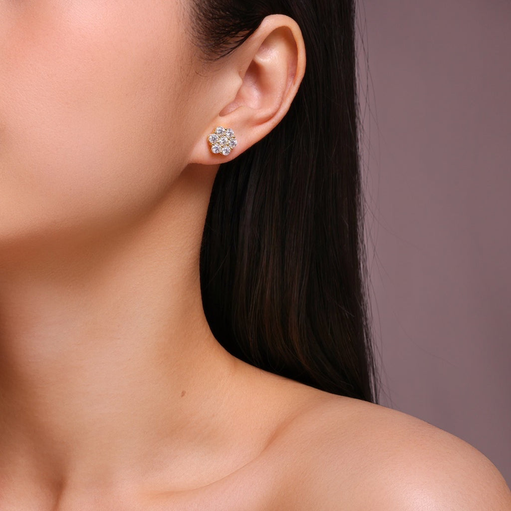 Neve Moissanite Snowflake Stud Earrings in Gold-Tone Sterling Silver