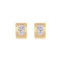 Rombo Moissanite Stud Earrings in Gold-Tone Sterling Silver
