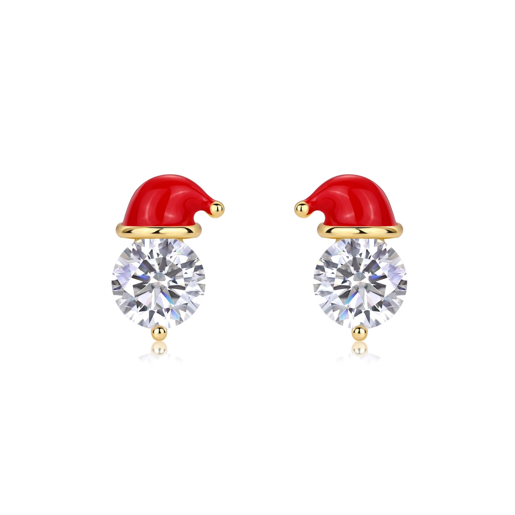 Noel Moissanite Santa Hat Drop Earrings in Gold-Tone Sterling Silver