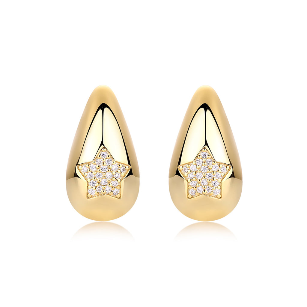 Cometa Moissanite Teardrop Stud Earrings in Gold-Tone Sterling Silver