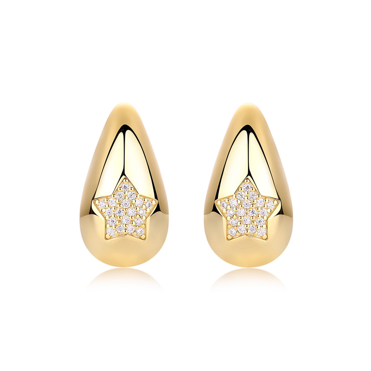 Cometa Moissanite Teardrop Stud Earrings in Gold-Tone Sterling Silver