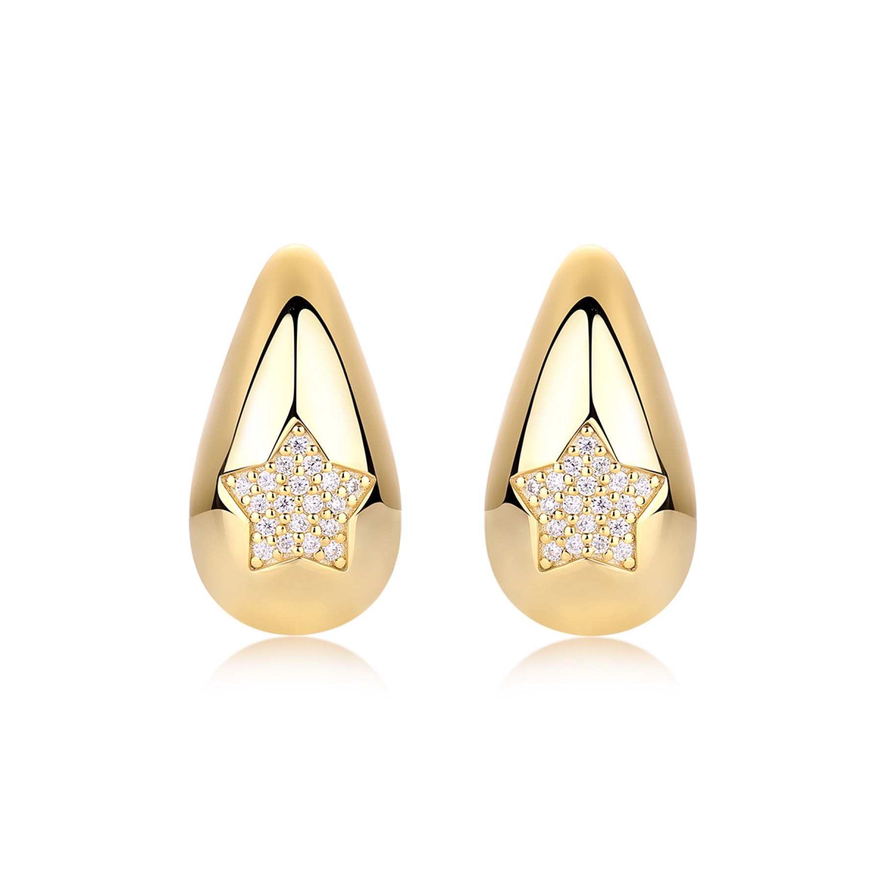 Cometa Moissanite Teardrop Stud Earrings in Gold-Tone Sterling Silver