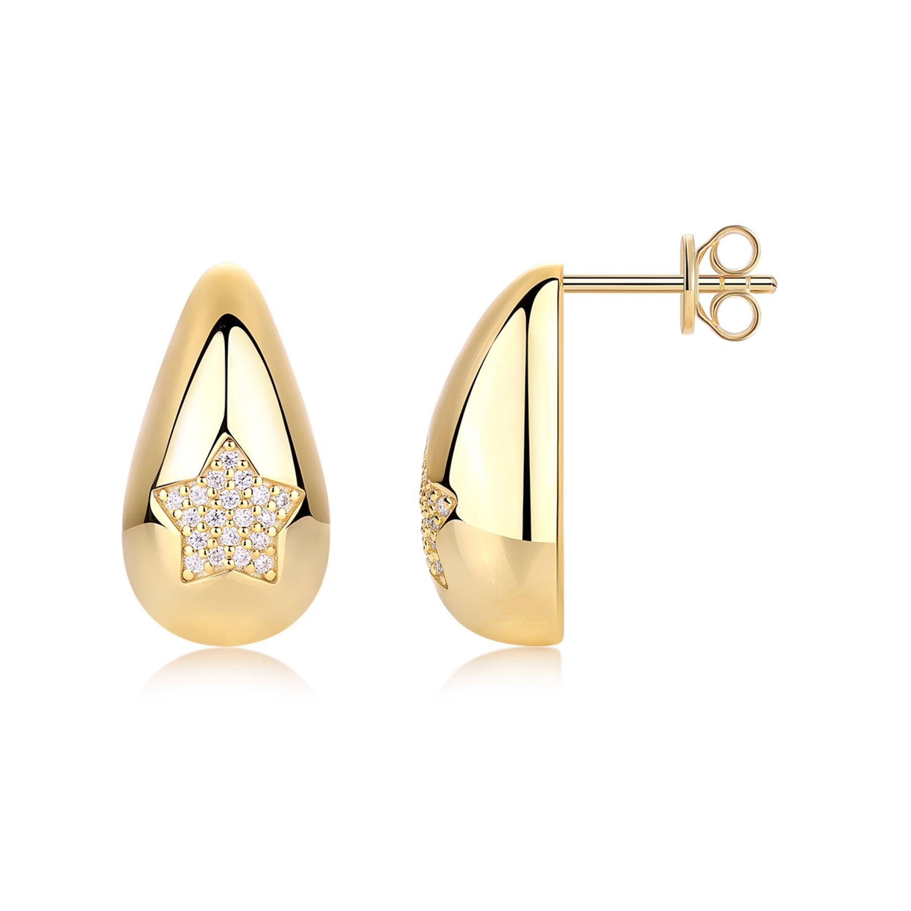 Cometa Moissanite Teardrop Stud Earrings in Gold-Tone Sterling Silver