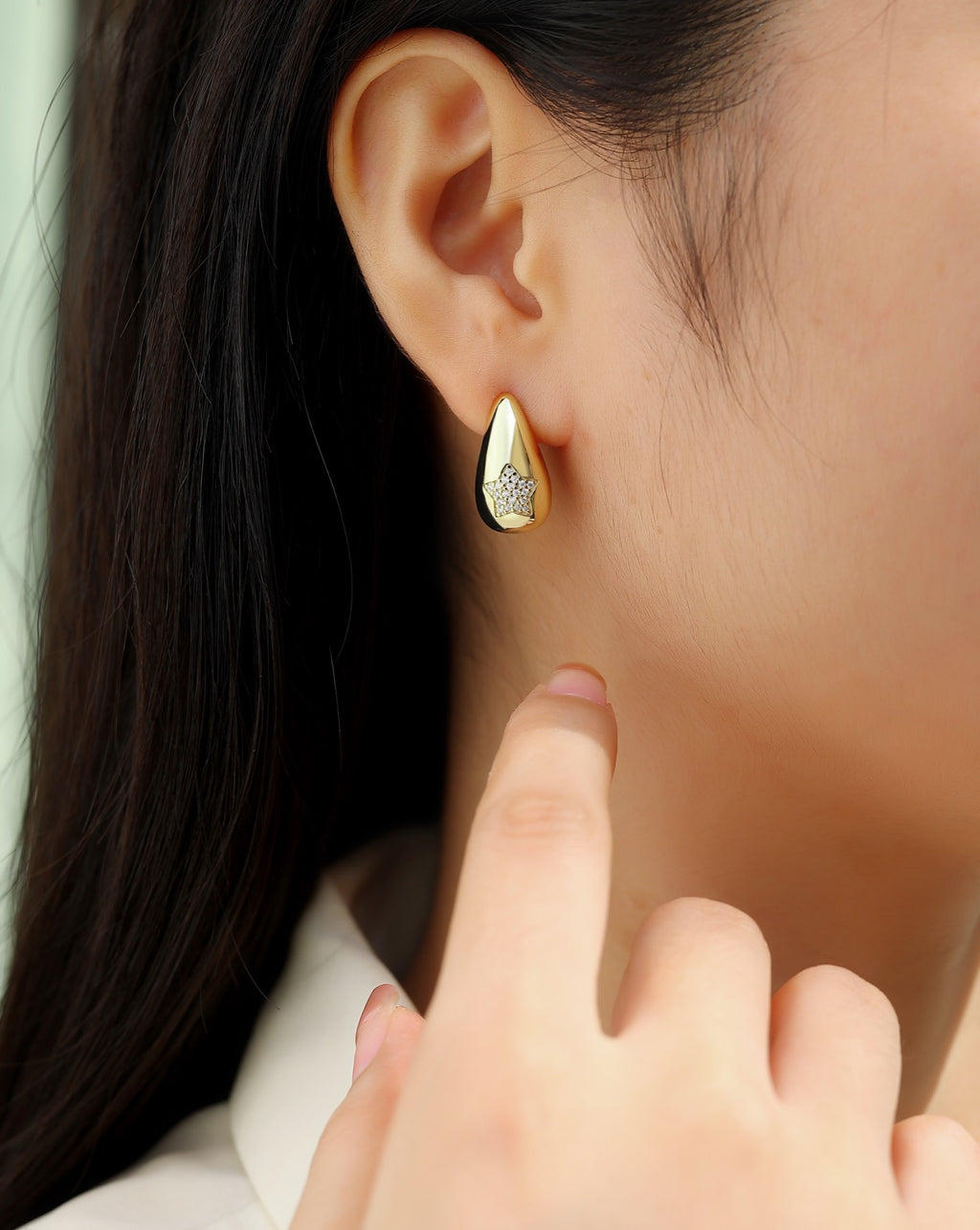 Cometa Moissanite Teardrop Stud Earrings in Gold-Tone Sterling Silver