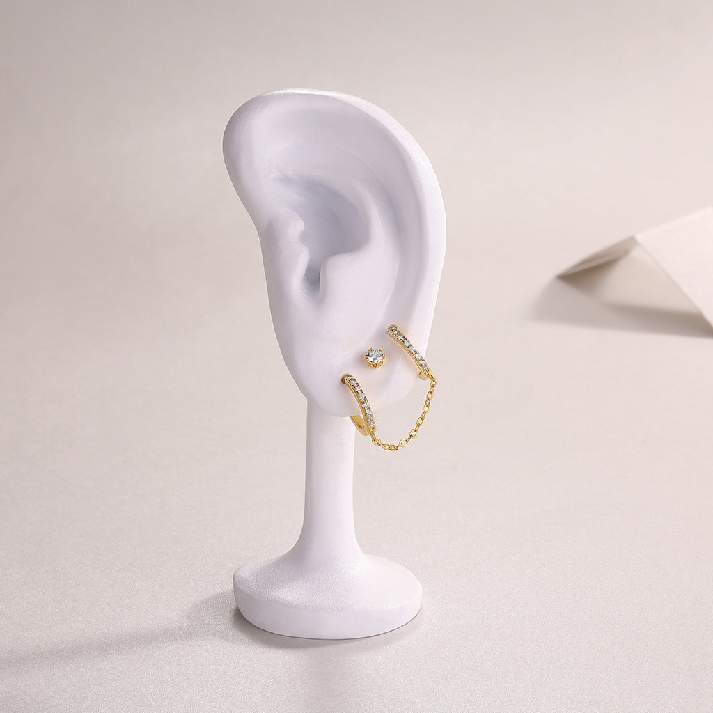 Manchette Moissanite Ear Cuff Earrings in Gold-Tone Sterling Silver