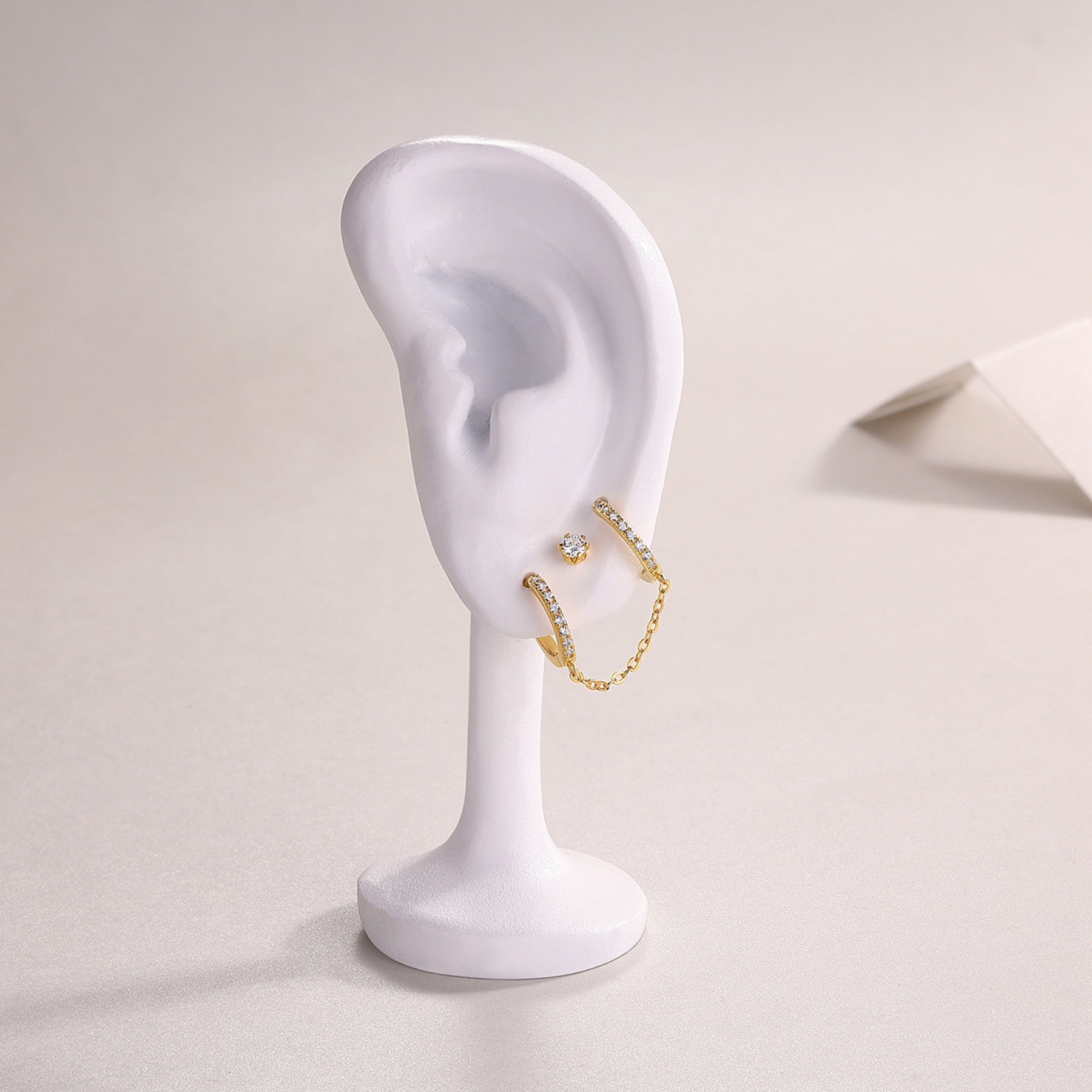 Manchette Moissanite Ear Cuff Earrings in Gold-Tone Sterling Silver