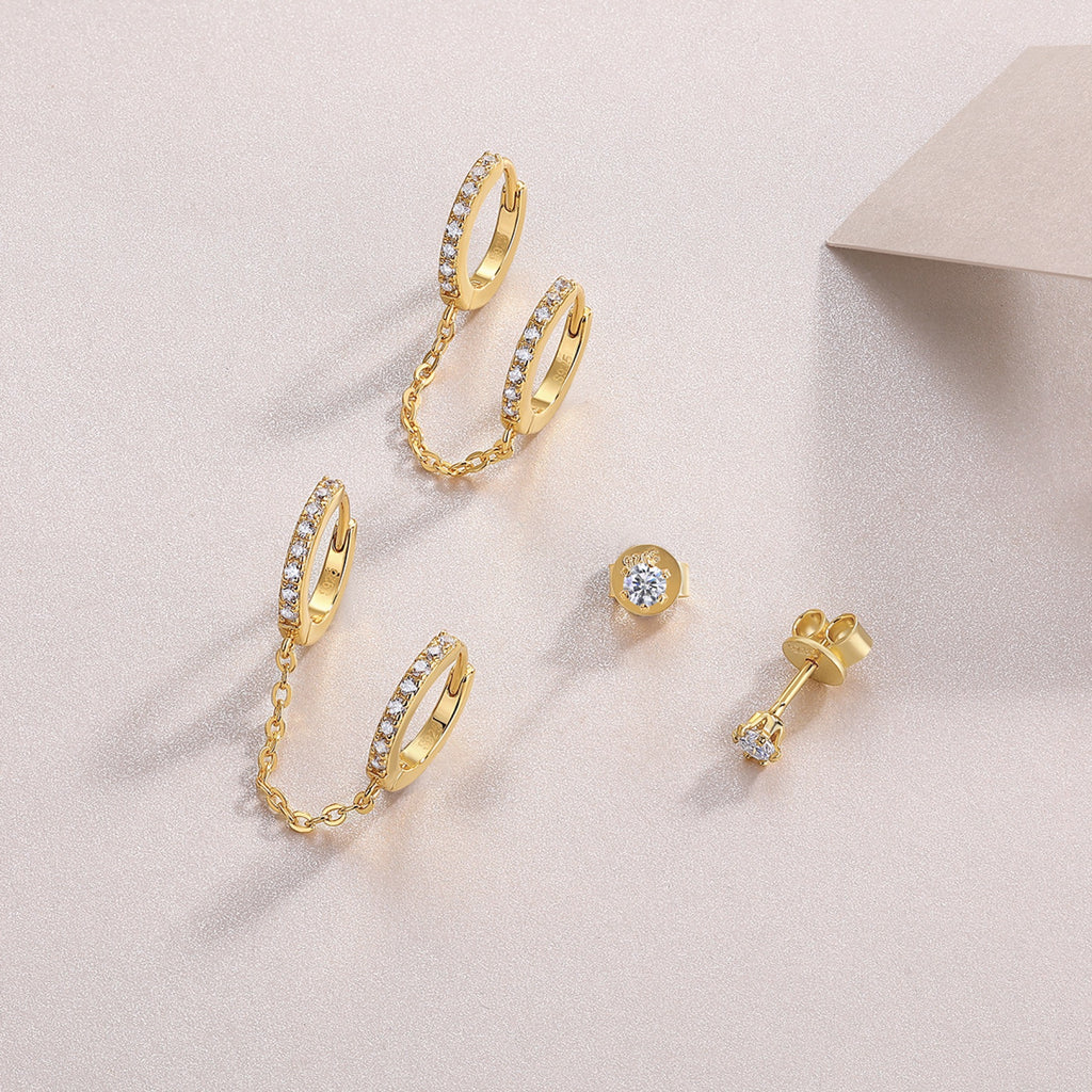 Manchette Moissanite Ear Cuff Earrings in Gold-Tone Sterling Silver