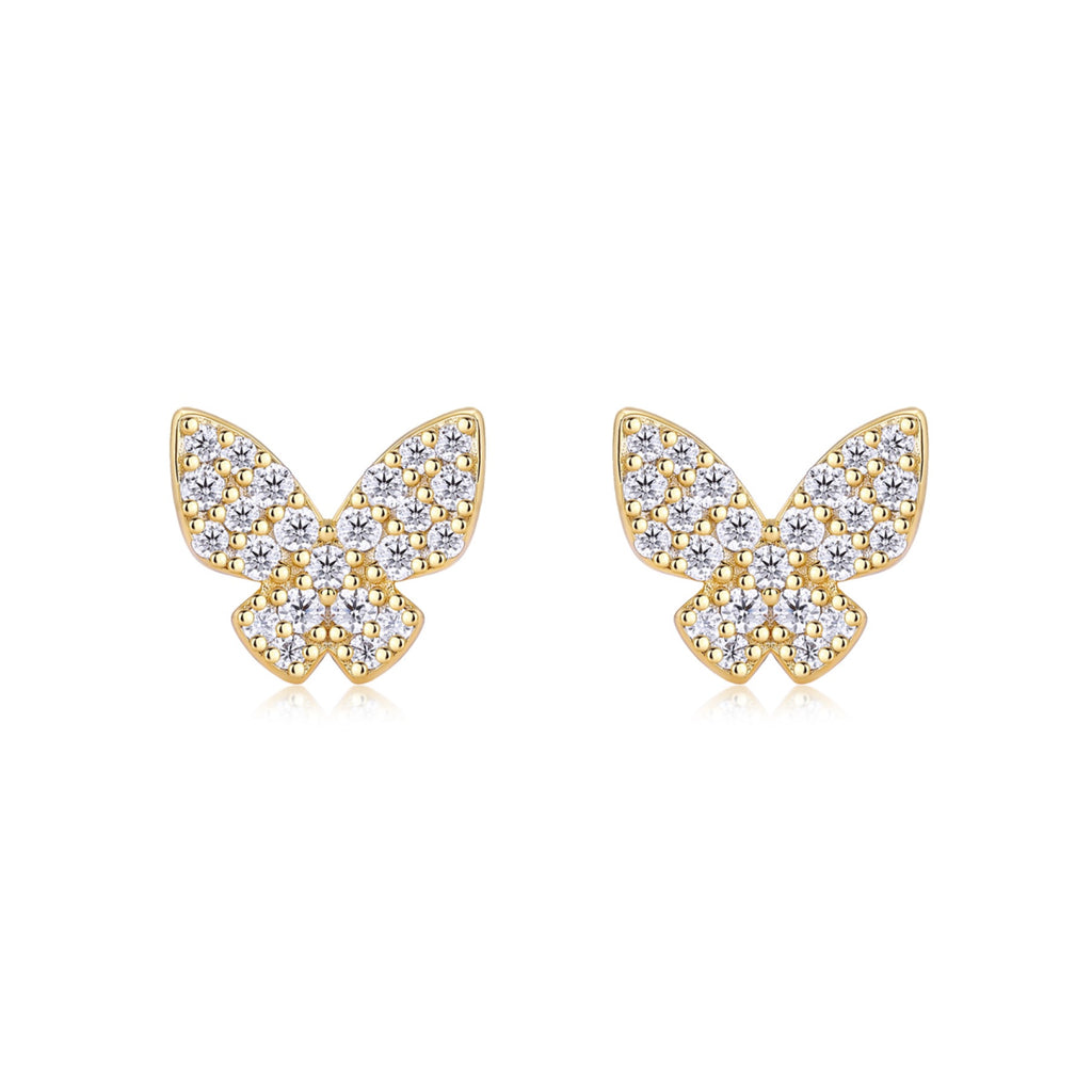 Ala Moissanite Butterfly Stud Earrings in Gold-Tone Sterling Silver