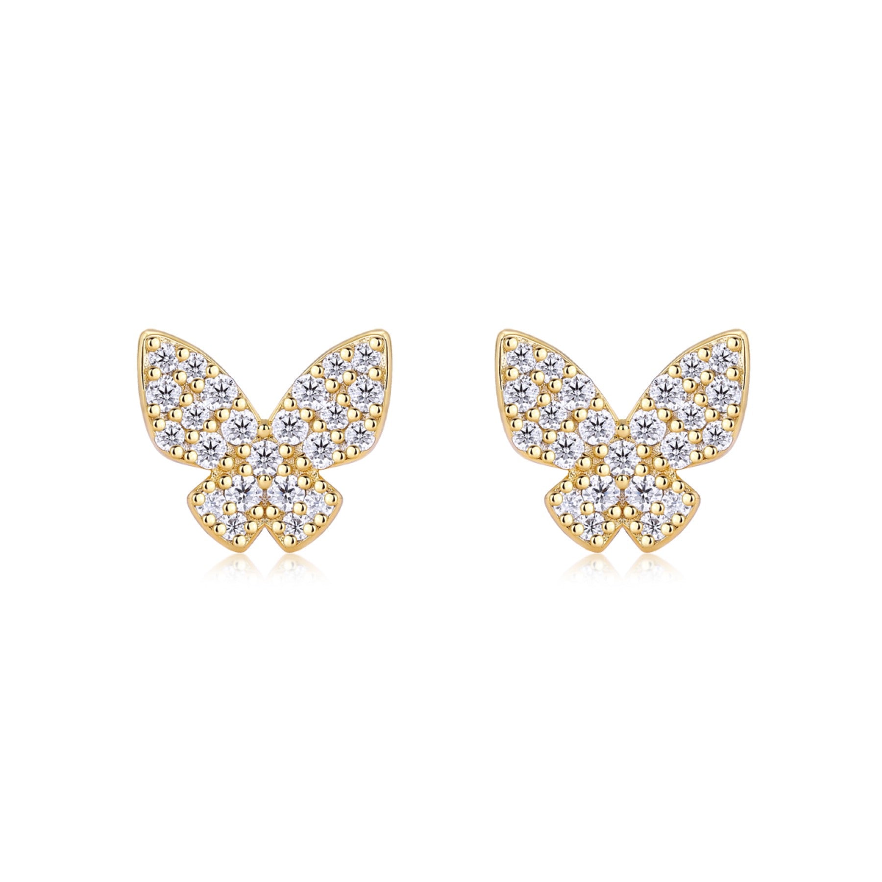 Ala Moissanite Butterfly Stud Earrings in Gold-Tone Sterling Silver