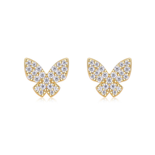 Ala Moissanite Butterfly Stud Earrings in Gold-Tone Sterling Silver