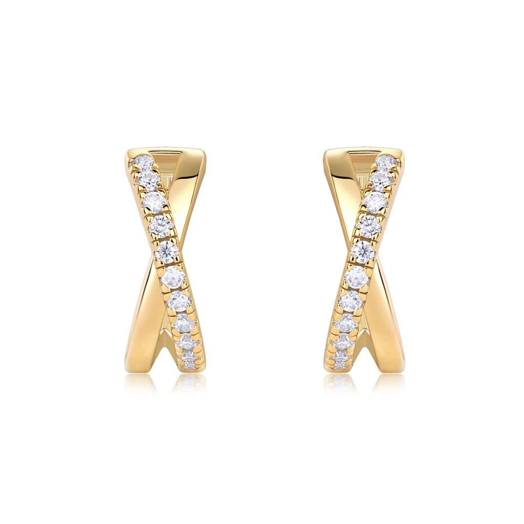 Incrocio Moissanite Huggie Hoop Earrings in Gold-Tone Sterling Silver