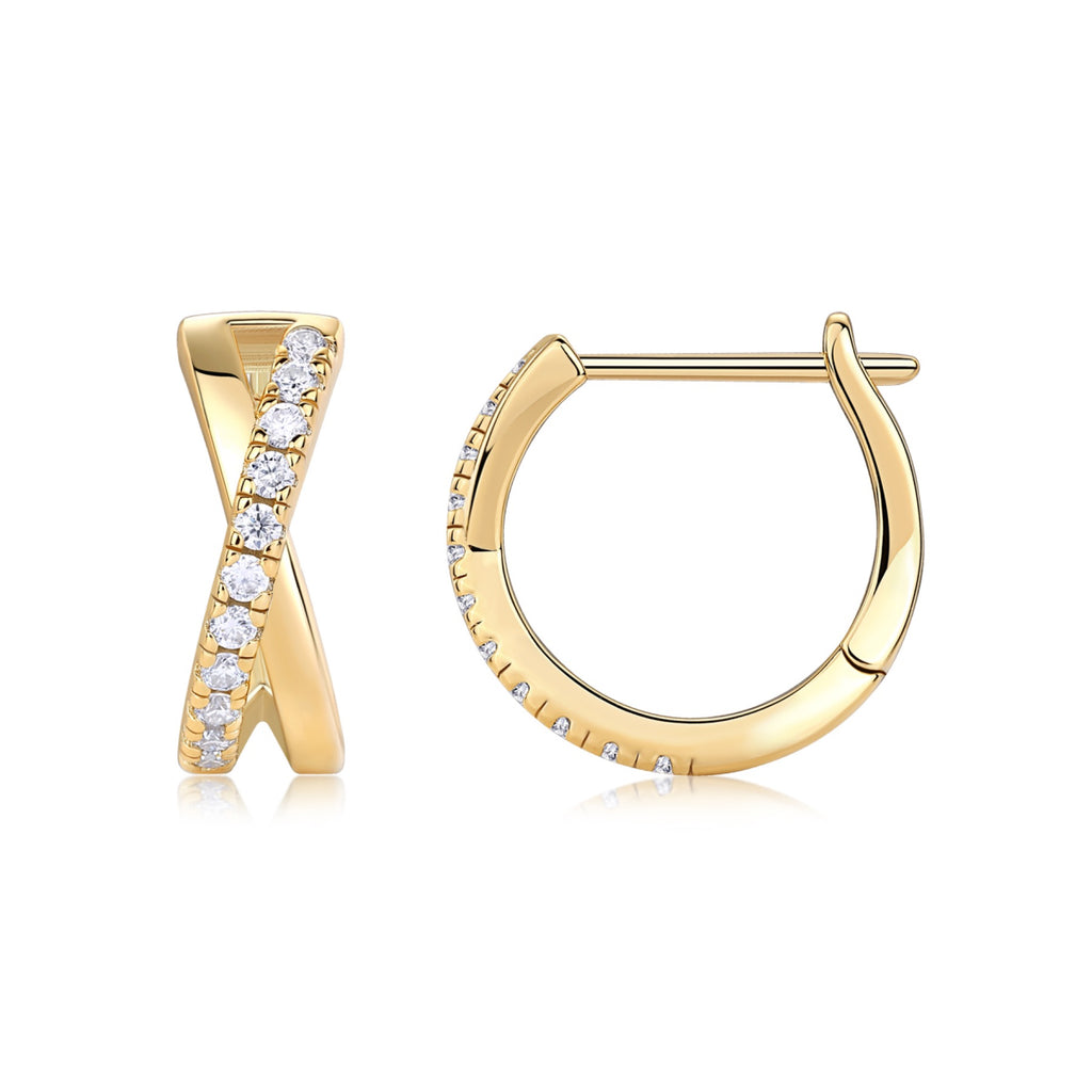 Incrocio Moissanite Huggie Hoop Earrings in Gold-Tone Sterling Silver