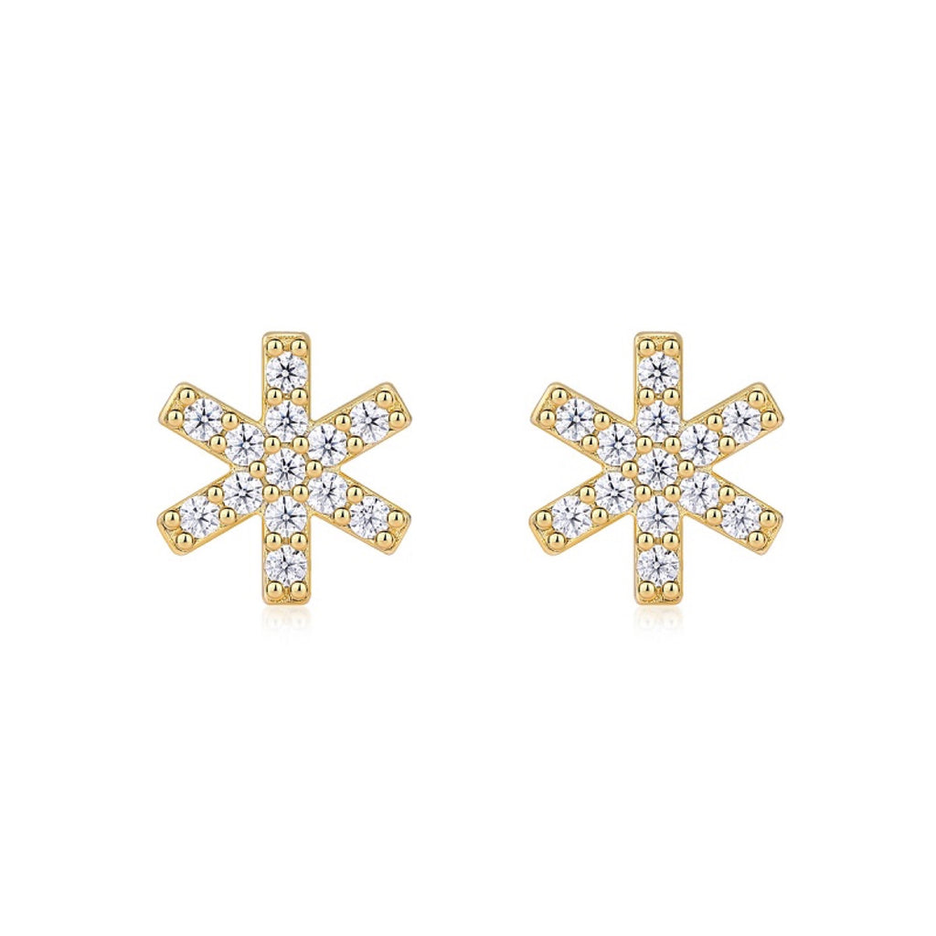 Fiocco Moissanite Snowflake Stud Earrings in Gold-Tone Sterling Silver