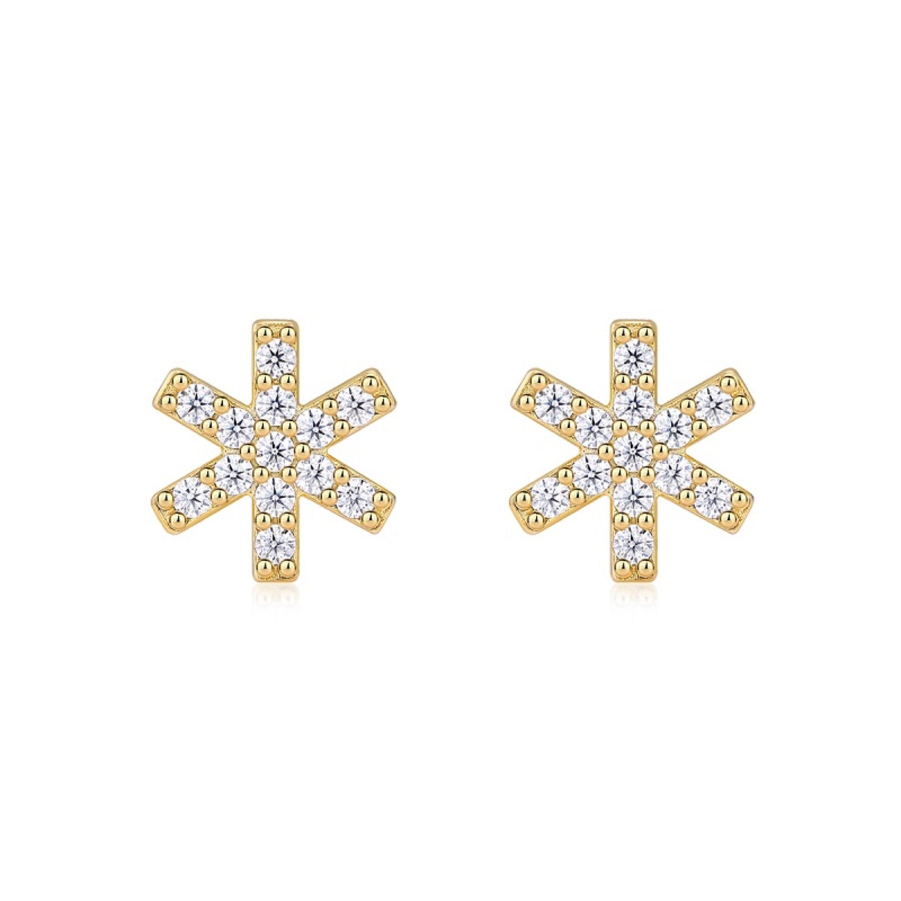 Fiocco Moissanite Snowflake Stud Earrings in Gold-Tone Sterling Silver