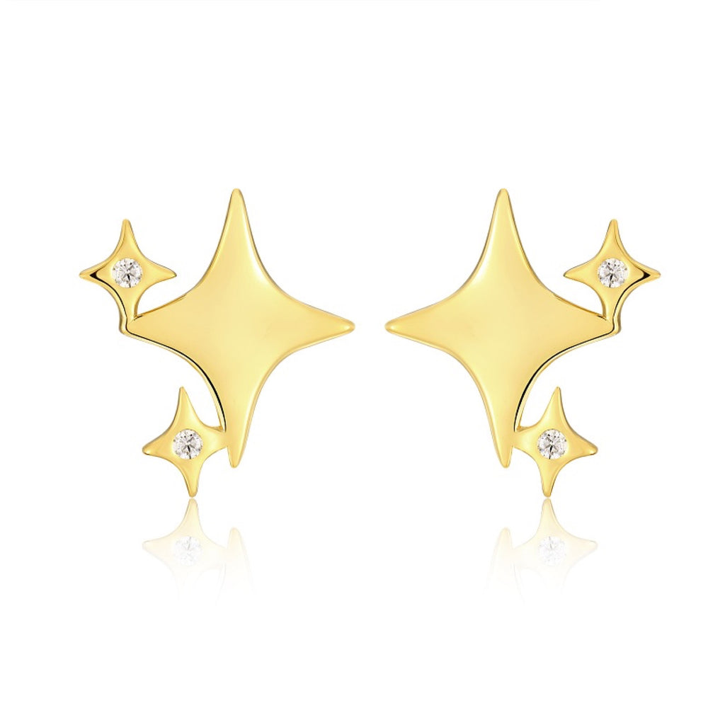 Scintilla Moissanite Star Stud Earrings in Gold-Tone Sterling Silver