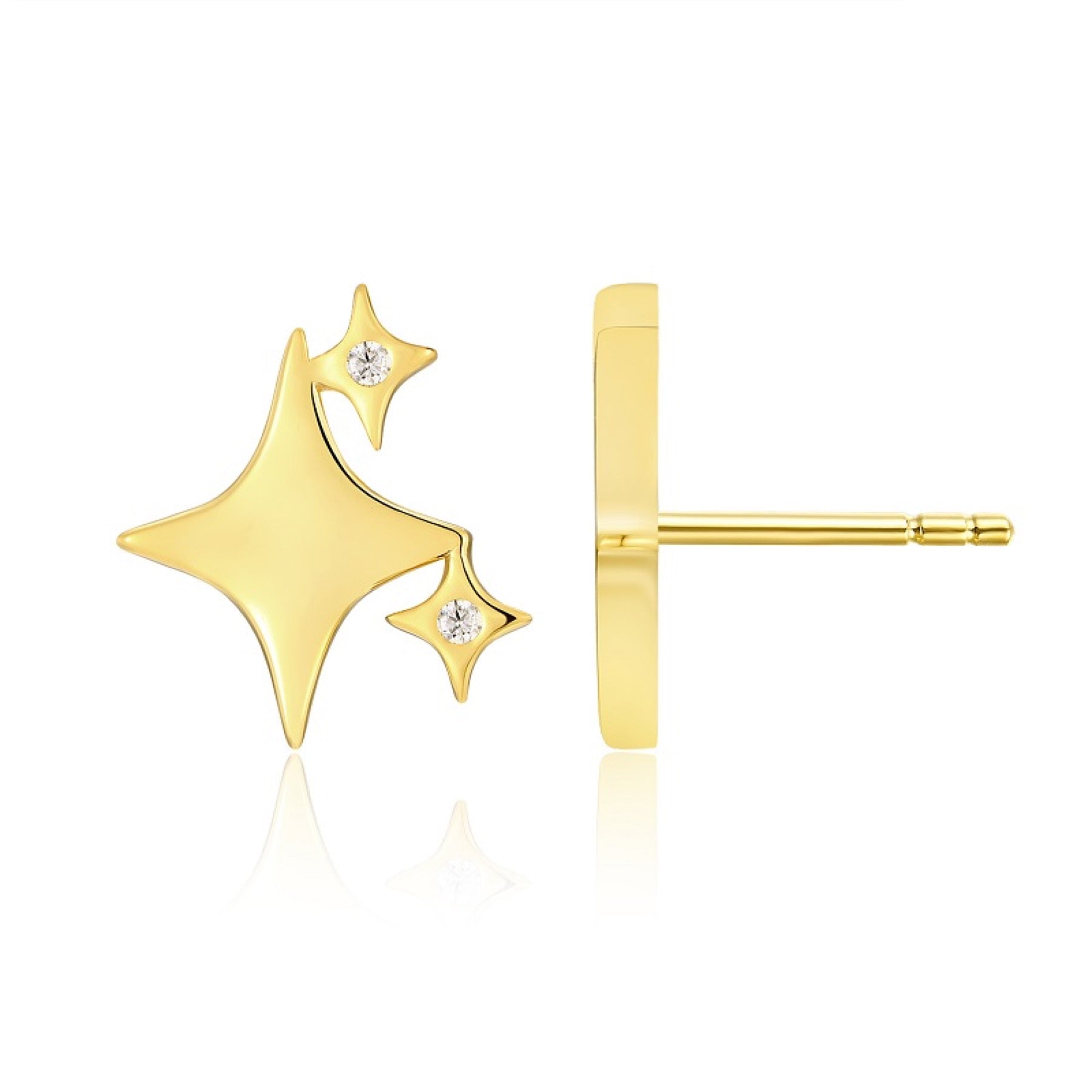 Scintilla Moissanite Star Stud Earrings in Gold-Tone Sterling Silver