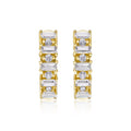 Lingotto Moissanite Baguette Huggie Hoop Earrings in Gold-Tone Sterling Silver
