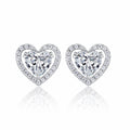 Amorina Moissanite Heart Halo Stud Earrings in Sterling Silver