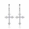 Reliqua Moissanite Cross Drop Earrings in Sterling Silver