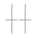 Arcanum Moissanite Cross Drop Earrings in Sterling Silver