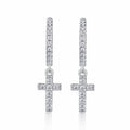 Pieta Moissanite Cross Drop Earrings in Sterling Silver