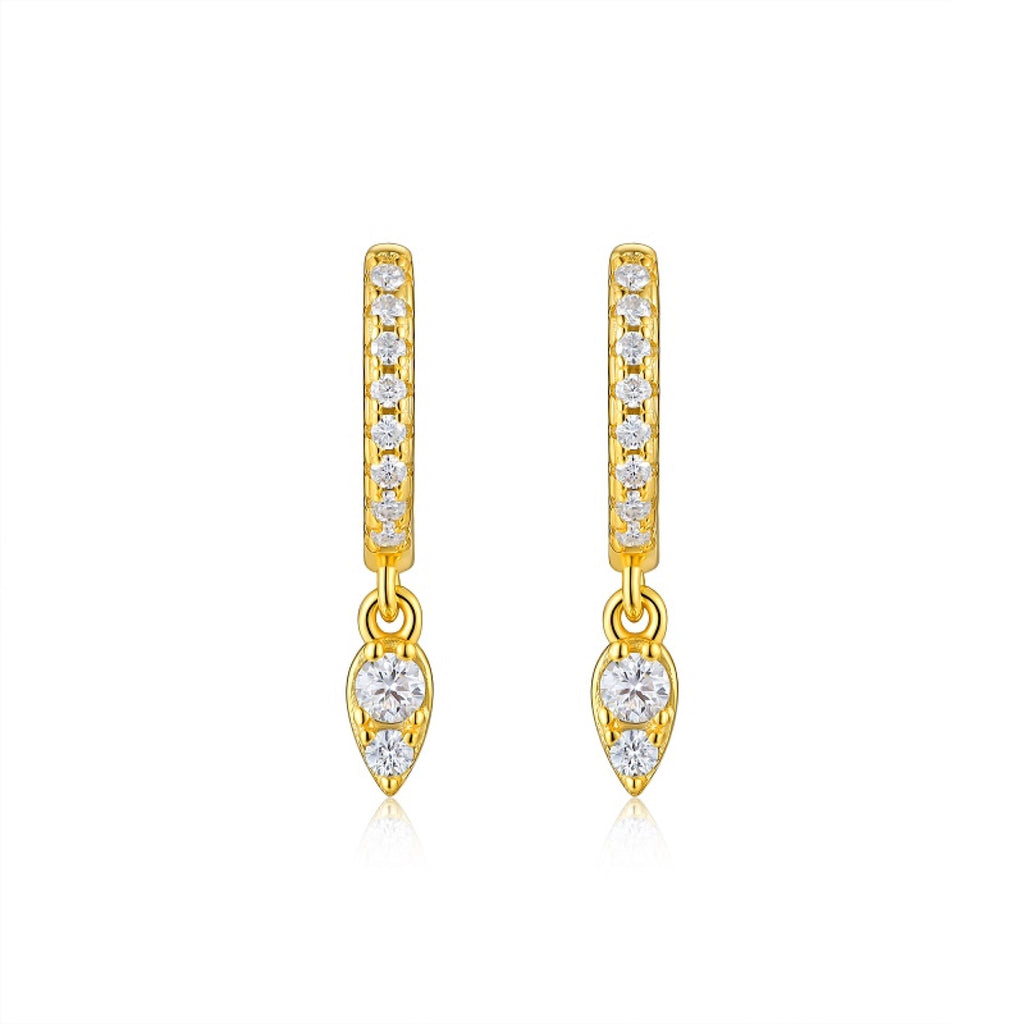 Punta Moissanite Drop Huggie Hoop Earrings in Gold-Tone Sterling Silver