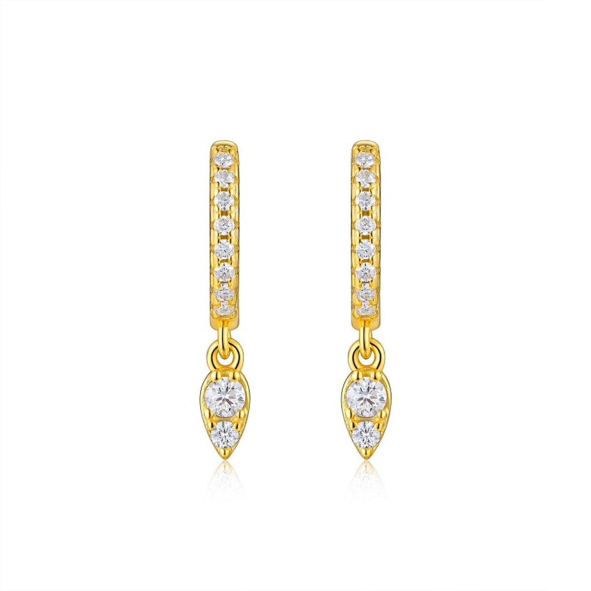 Punta Moissanite Drop Huggie Hoop Earrings in Gold-Tone Sterling Silver
