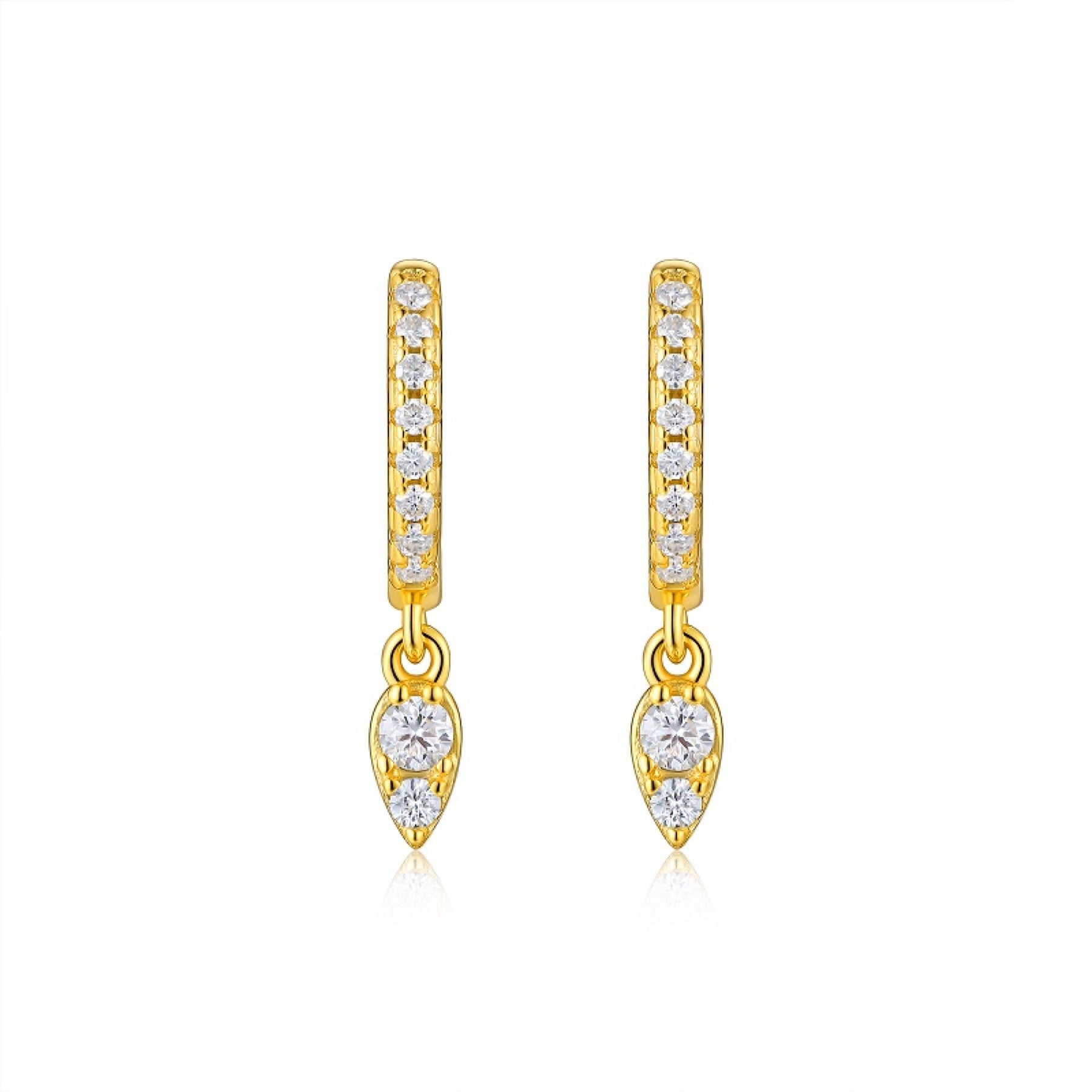 Punta Moissanite Drop Huggie Hoop Earrings in Gold-Tone Sterling Silver