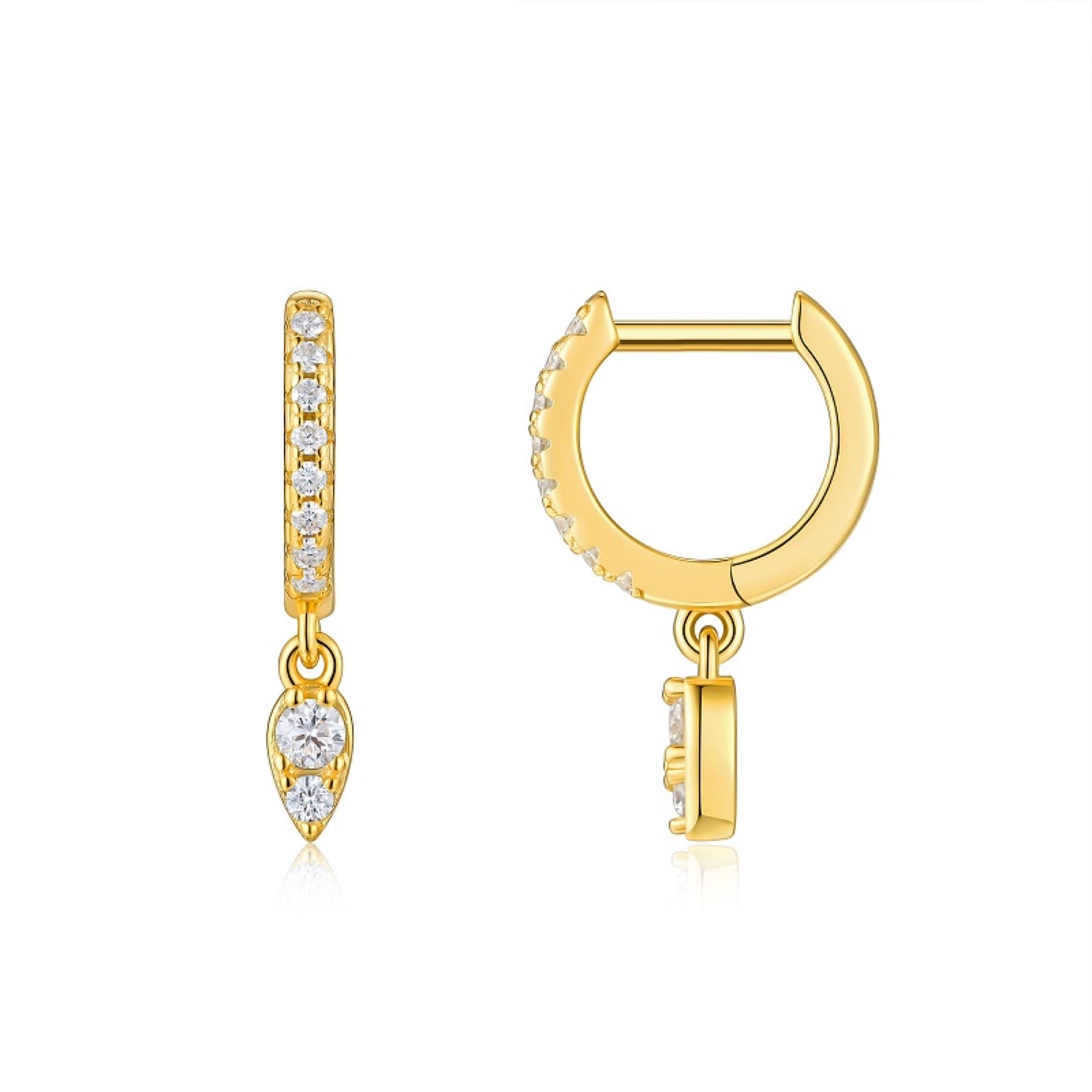 Punta Moissanite Drop Huggie Hoop Earrings in Gold-Tone Sterling Silver