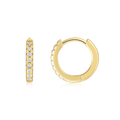Cerchio Moissanite Huggie Hoop Earrings in Gold-Tone Sterling Silver