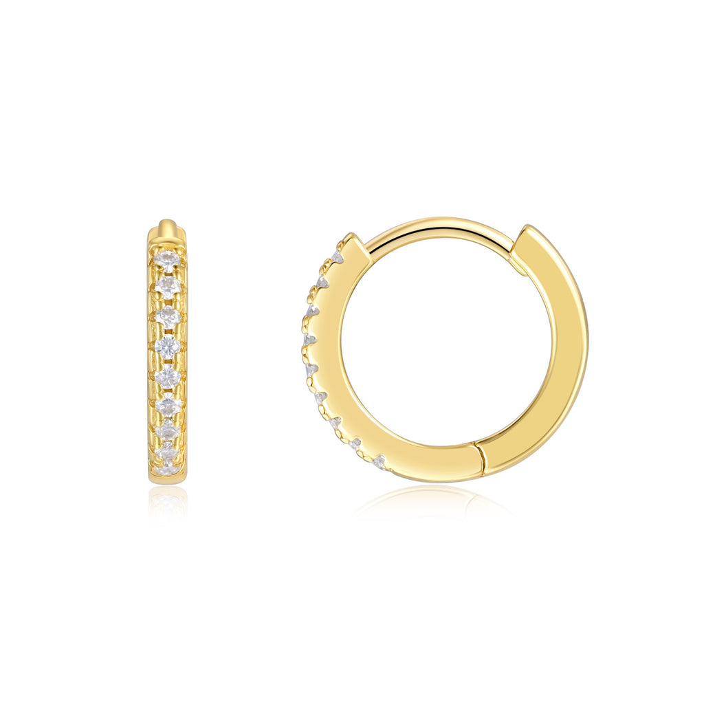 Cerchio Moissanite Huggie Hoop Earrings in Gold-Tone Sterling Silver