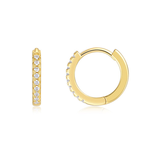 Cerchio Moissanite Huggie Hoop Earrings in Gold-Tone Sterling Silver