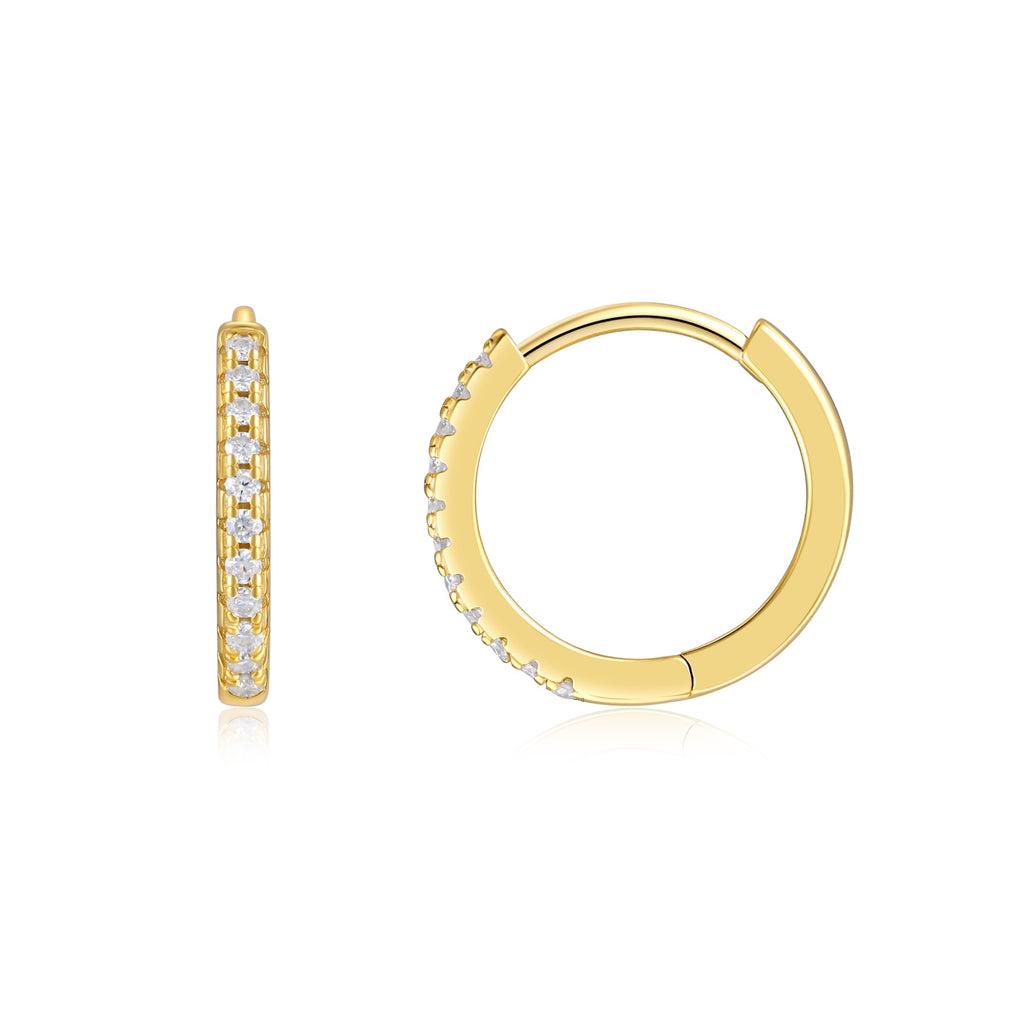 Cerchio Moissanite Huggie Hoop Earrings in Gold-Tone Sterling Silver