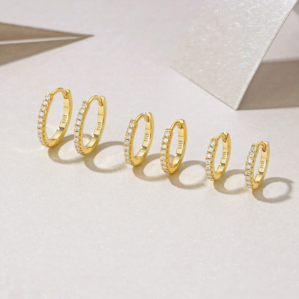 Cerchio Moissanite Huggie Hoop Earrings in Gold-Tone Sterling Silver