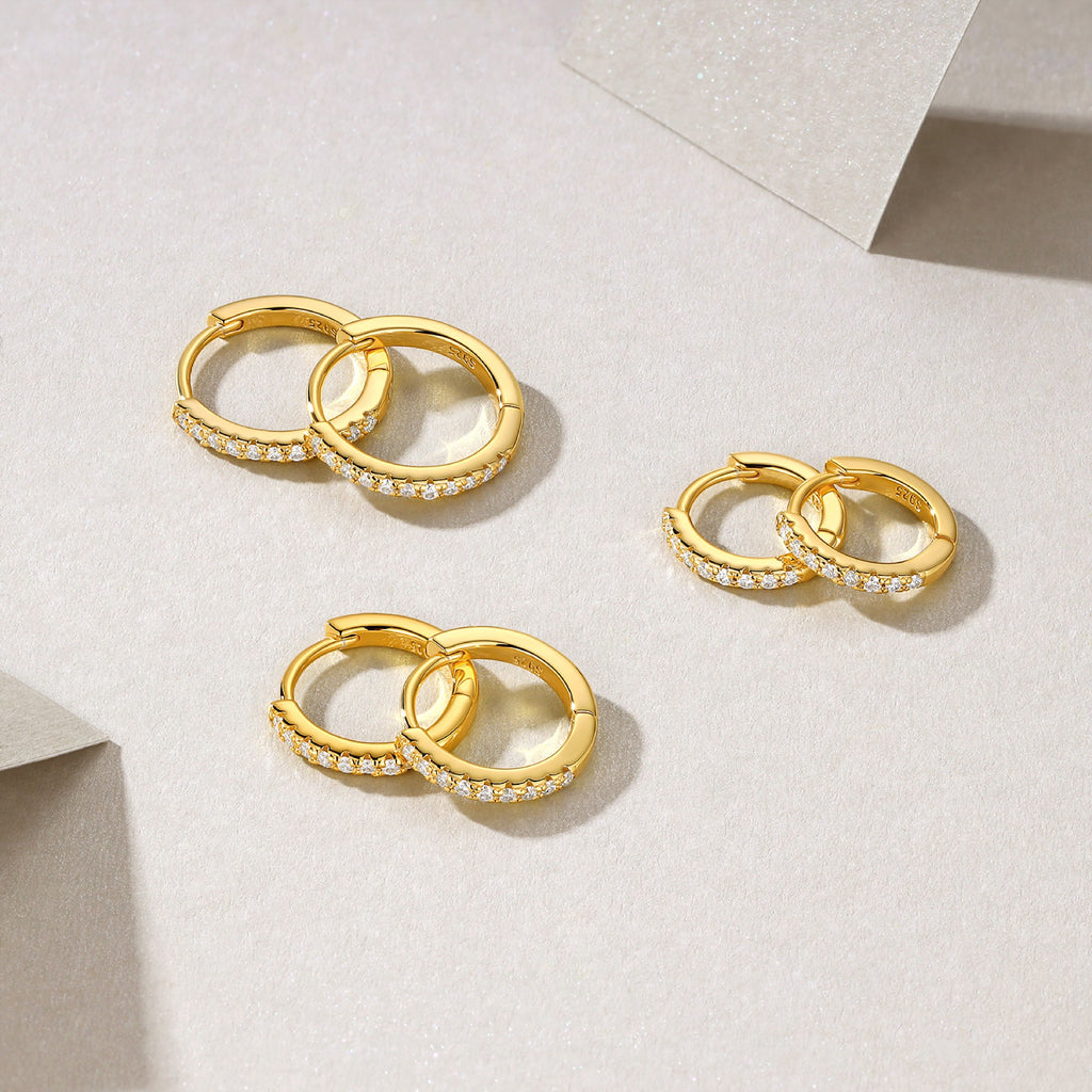 Cerchio Moissanite Huggie Hoop Earrings in Gold-Tone Sterling Silver