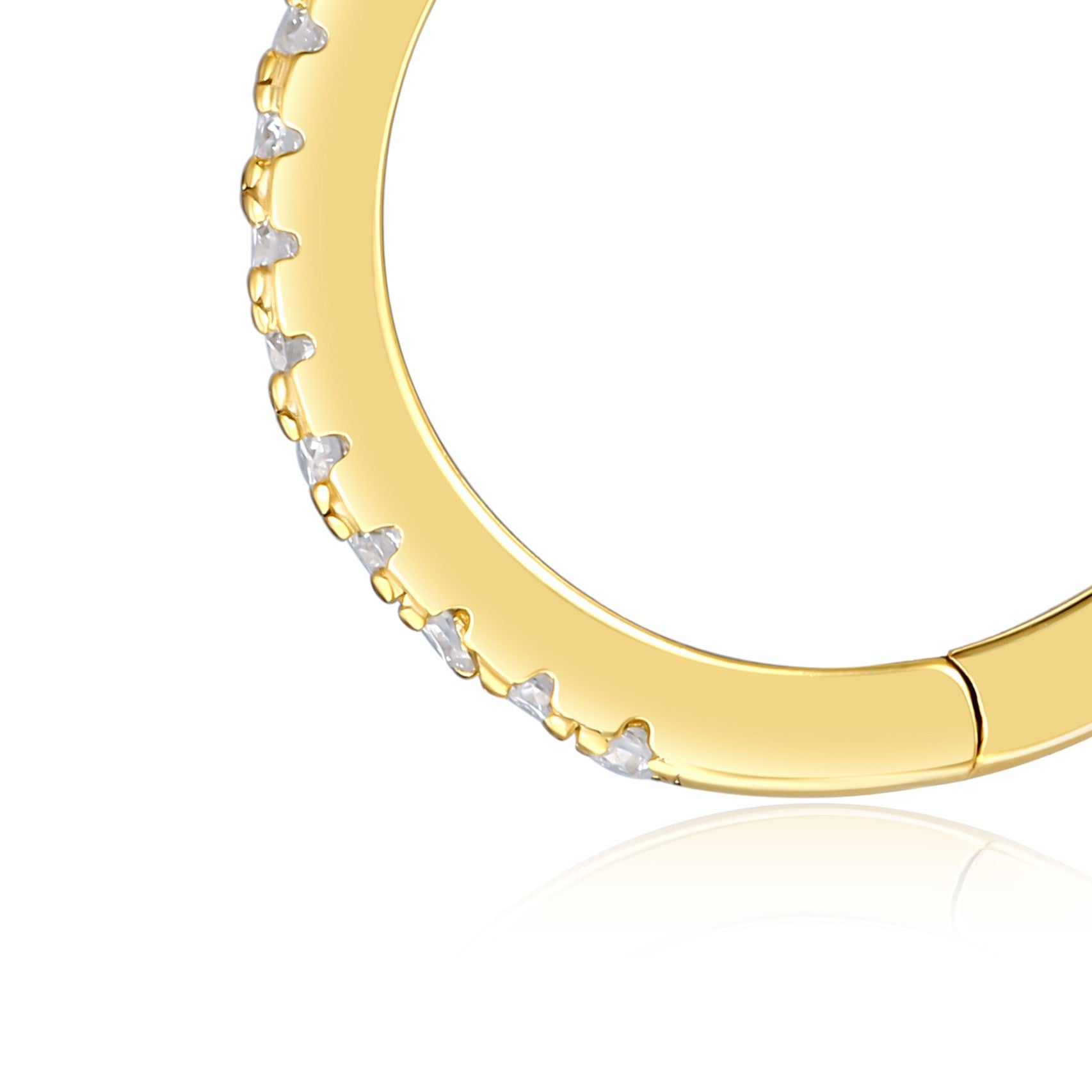 Luce Moissanite Huggie Hoop Earrings in Gold-Tone Sterling Silver — detail